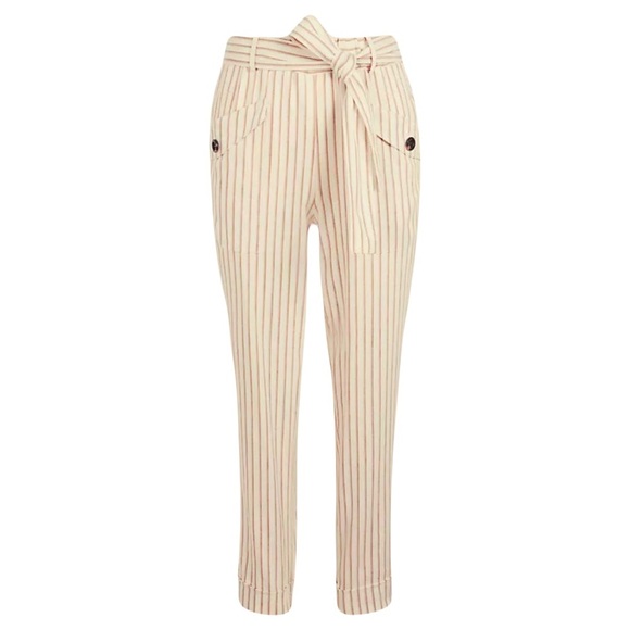 Ann Taylor Petite Striped Paperbag Waist Pants - Size 4P - Picture 2 of 9
